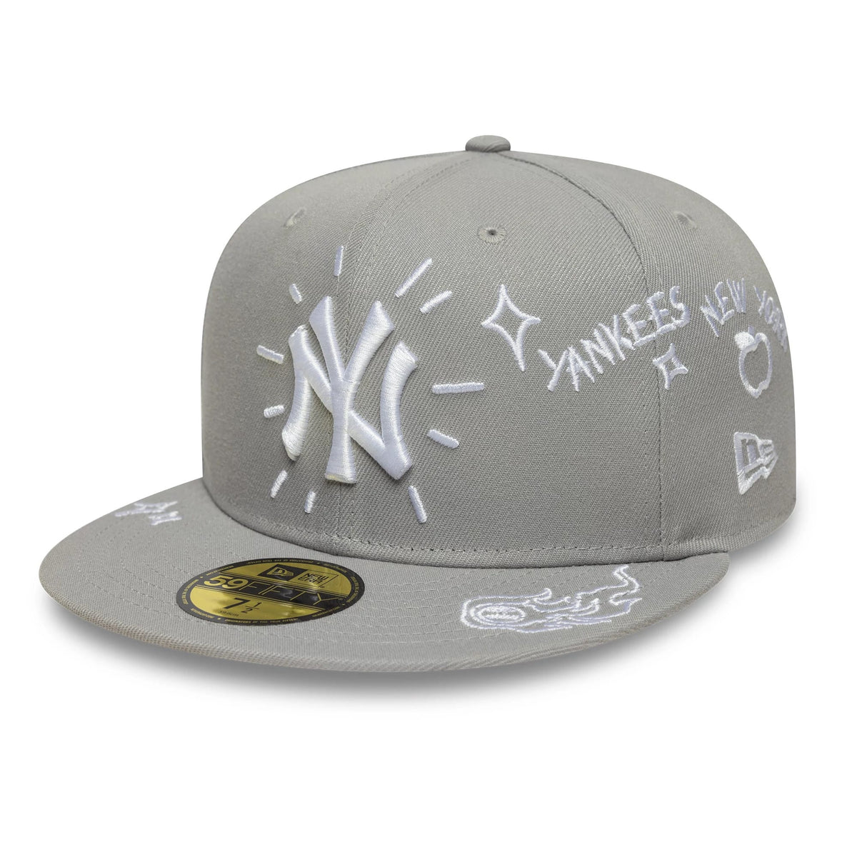 New York Yankees MLB Scribble Grey 59FIFTY Fitted Cap-klyvox