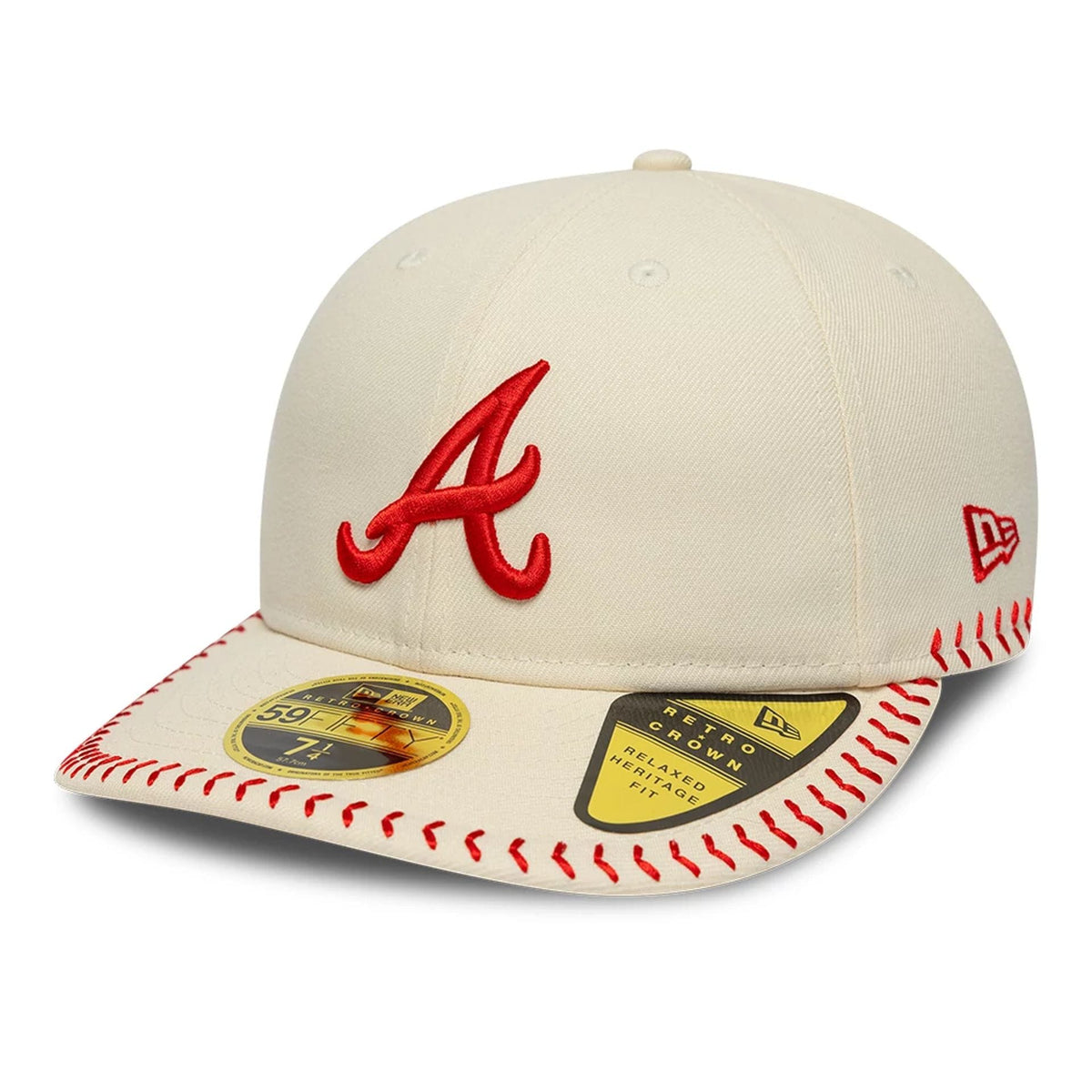 Atlanta Braves MLB Baseball Stitch Cream Retro Crown 59FIFTY Fitted Cap-klyvox