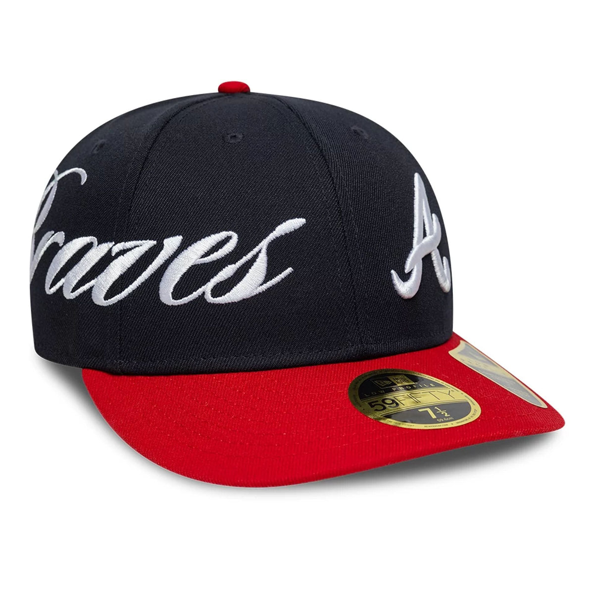 Atlanta Braves MLB Side Script Navy Low Profile 59FIFTY Fitted Cap-klyvox