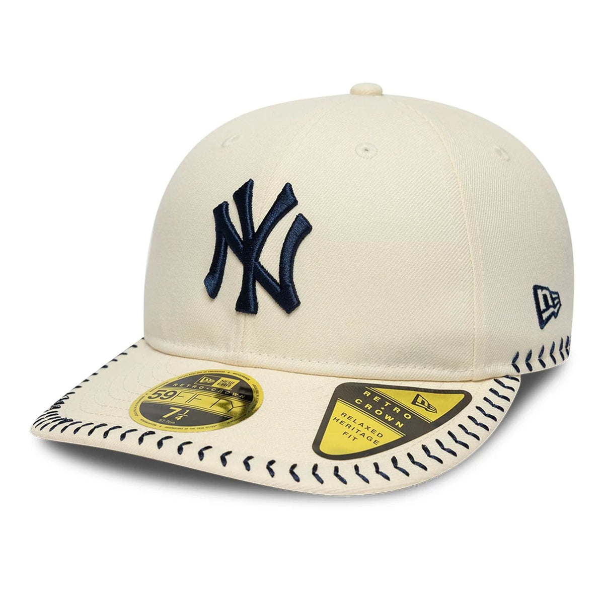 New York Yankees MLB Baseball Stitch Cream Retro Crown 59FIFTY Fitted Cap-klyvox
