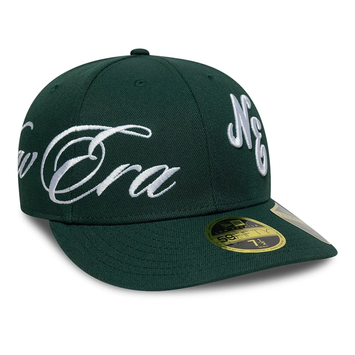 New Era Side Script Dark Green Low Profile 59FIFTY Fitted Cap-klyvox