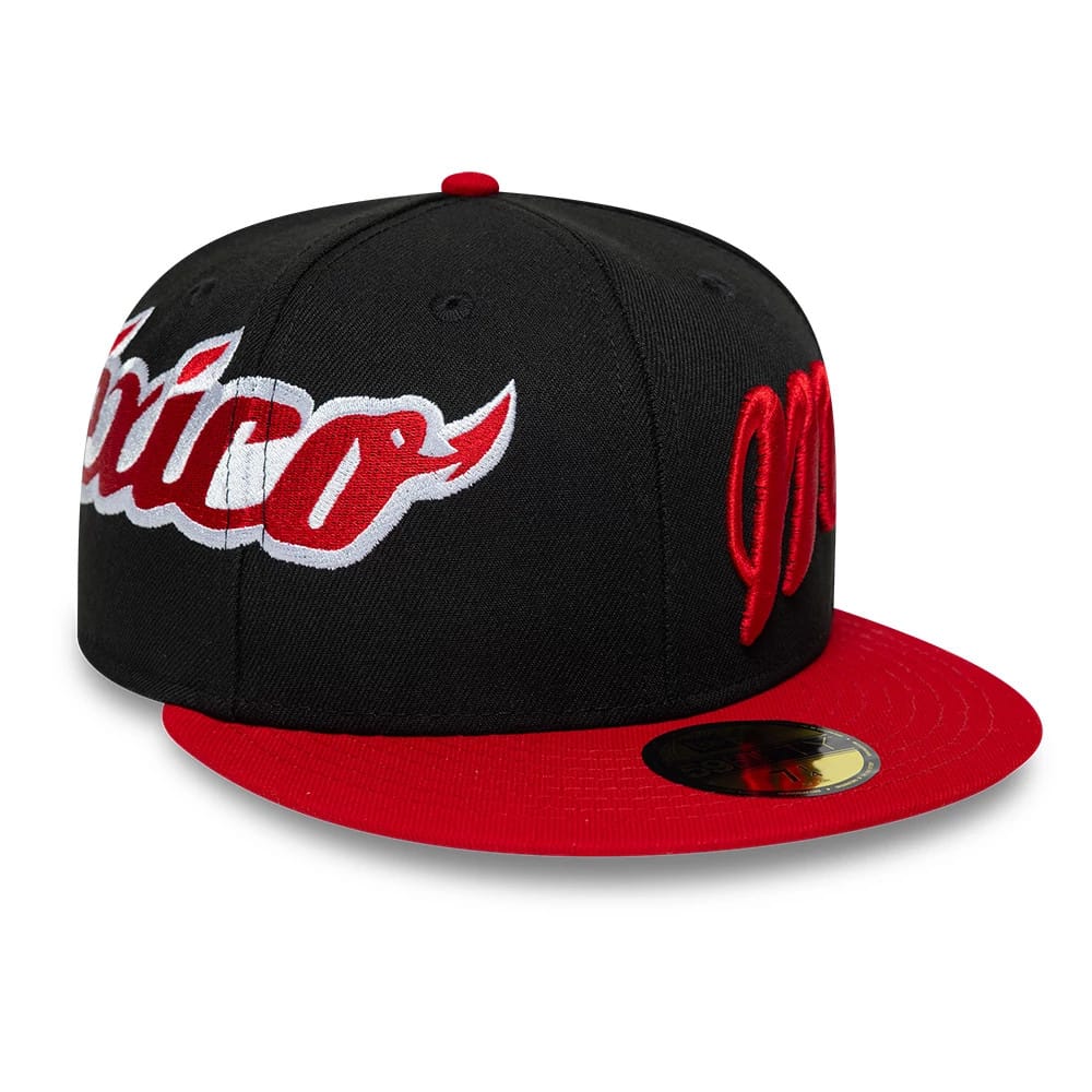Mexico Diablos LMB Multi Logo Satin Lined Black 59FIFTY Fitted Cap-klyvox