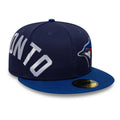 Toronto Blue Jays MLB Multi Logo Satin Lined Navy 59FIFTY Fitted Cap-klyvox