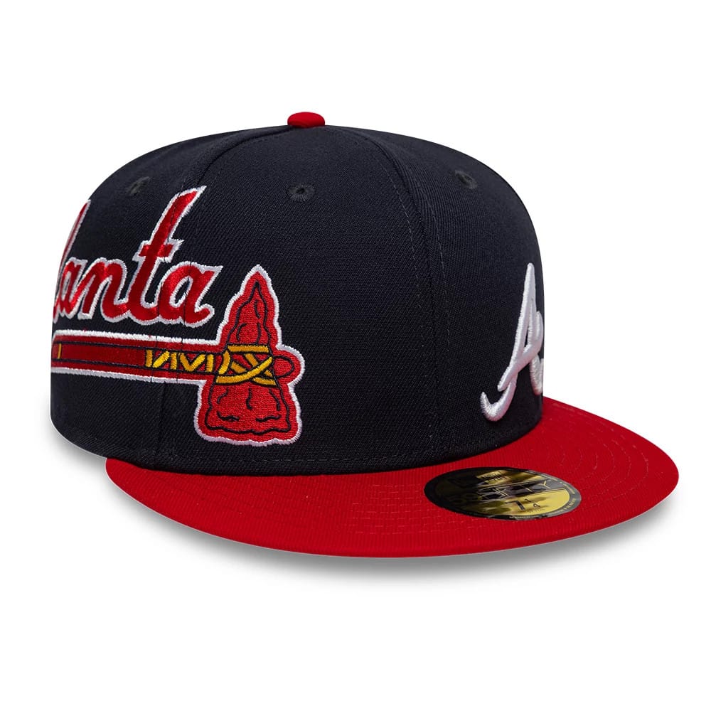 Atlanta Braves MLB Multi Logo Satin Lined Navy 59FIFTY Fitted Cap-klyvox