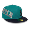 Seattle Mariners MLB Multi Logo Satin Lined Green 59FIFTY Fitted Cap-klyvox