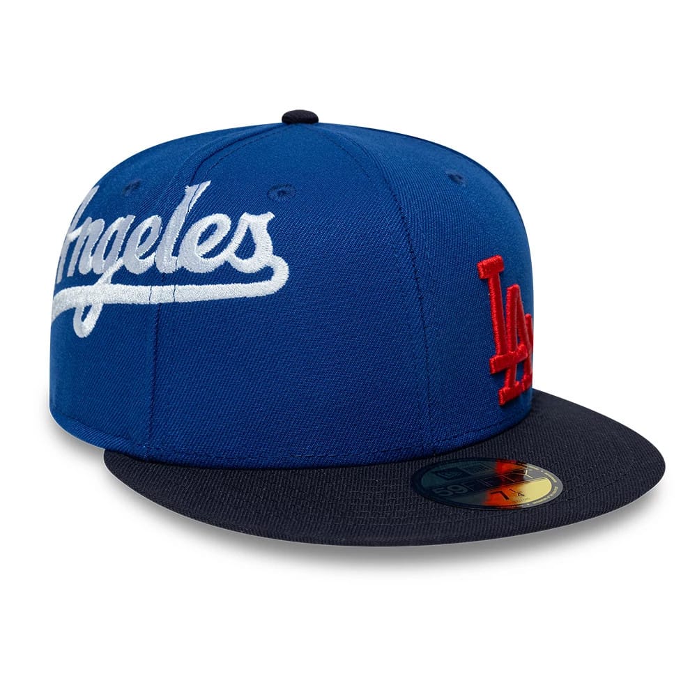 LA Dodgers MLB Multi Logo Satin Lined Blue 59FIFTY Fitted Cap-klyvox