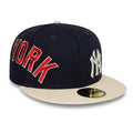 New York Yankees MLB Multi Logo Satin Lined Navy 59FIFTY Fitted Cap-klyvox