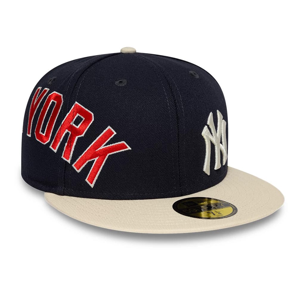 New York Yankees MLB Multi Logo Satin Lined Navy 59FIFTY Fitted Cap-klyvox