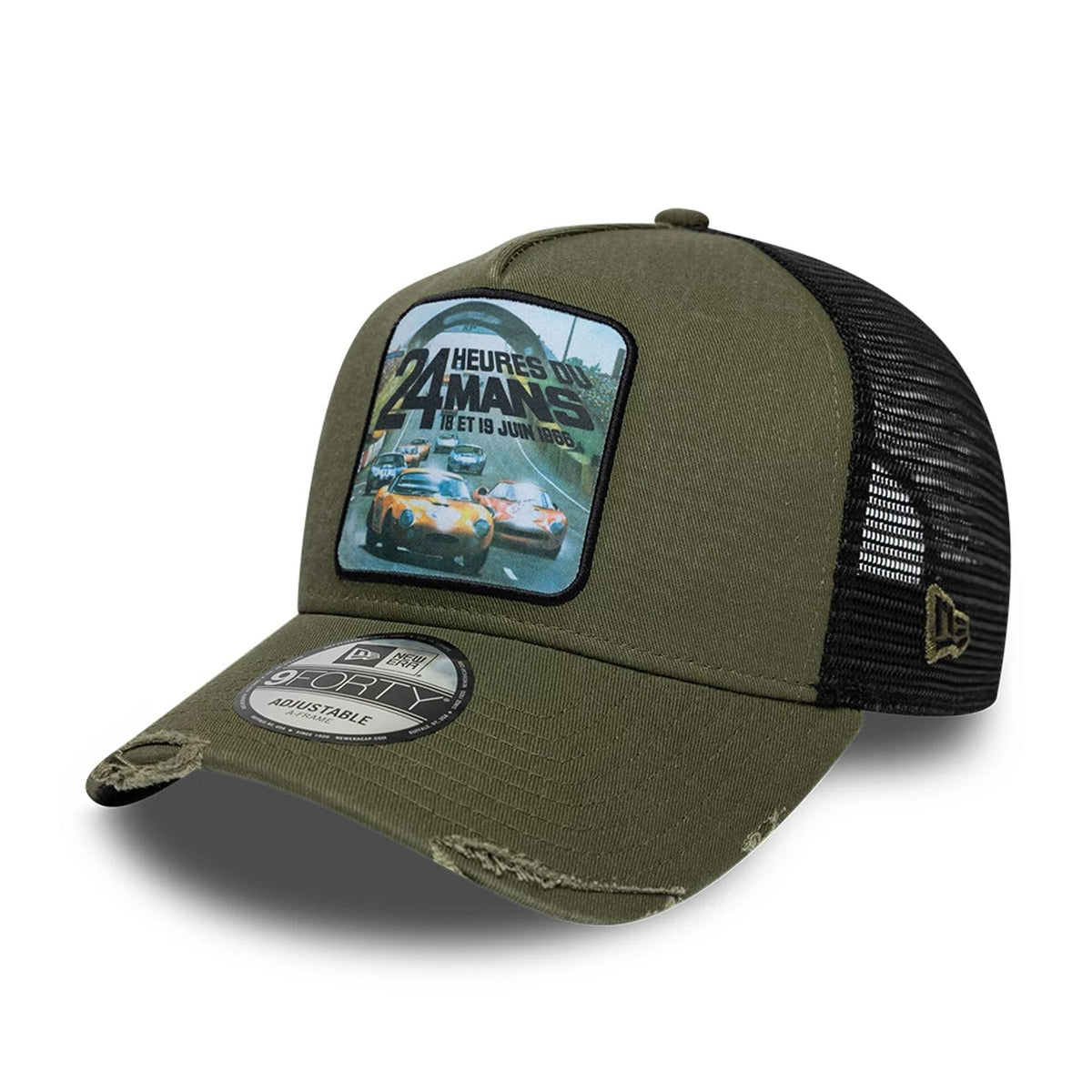 24HR Le Mans Washed Graphic Green 9FORTY A-Frame Trucker Adjustable Cap-klyvox