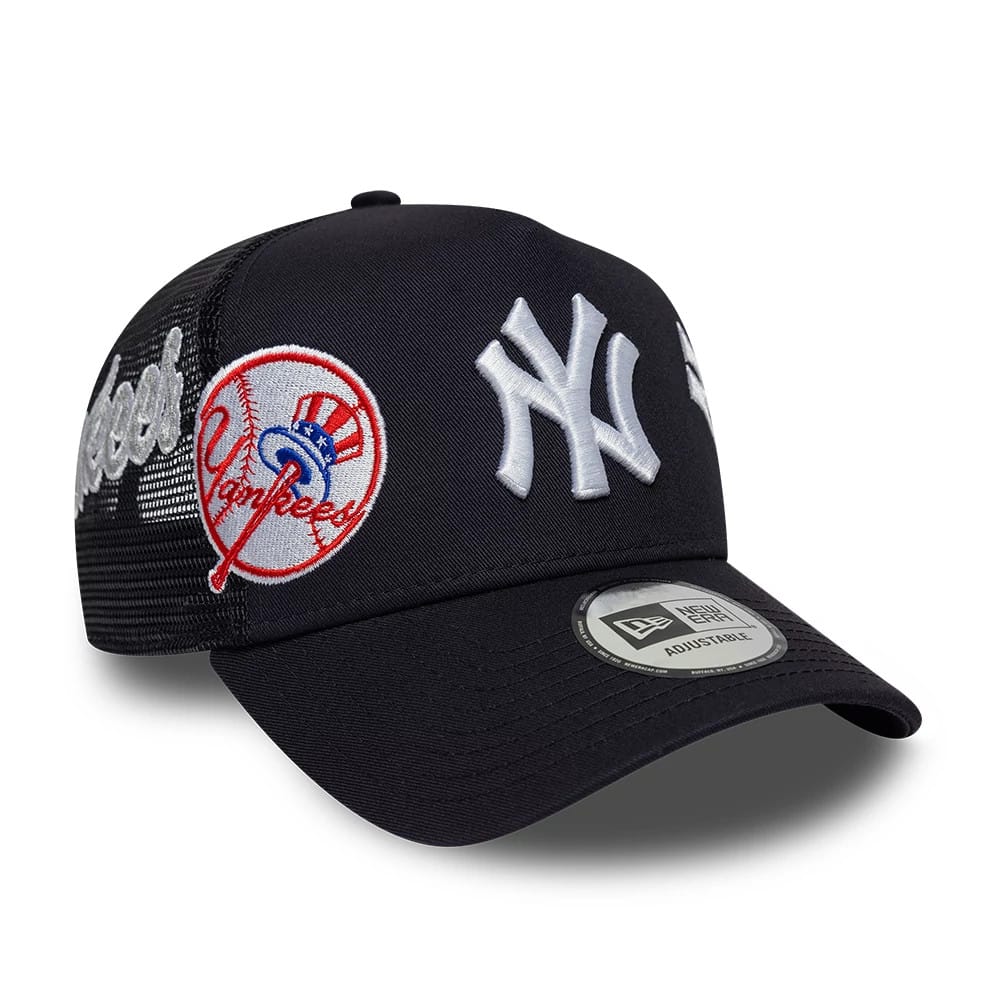 New York Yankees MLB Patch Navy 9FORTY A-Frame Trucker Adjustable Cap-klyvox