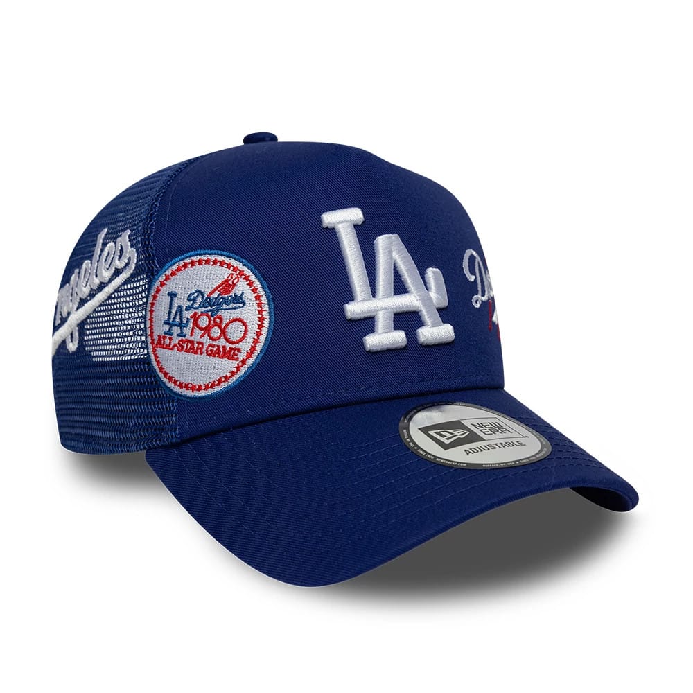 LA Dodgers MLB Patch Dark Blue 9FORTY A-Frame Trucker Adjustable Cap-klyvox