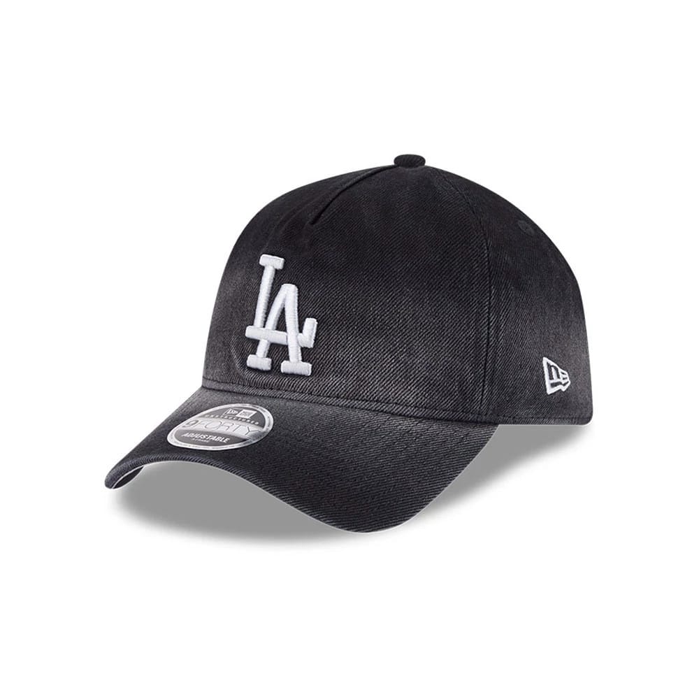 Dodgers MLB Washed Denim Black 9FORTY A-Frame Unstructured Adjustable Cap-klyvox