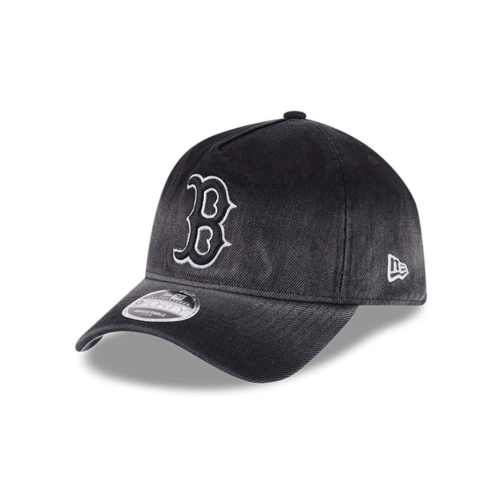Red Sox MLB Washed Denim Black 9FORTY A-Frame Unstructured Adjustable Cap-klyvox