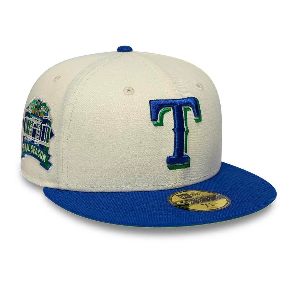 Texas Rangers MLB Cooperstown White & Blue 59FIFTY Fitted Cap-klyvox
