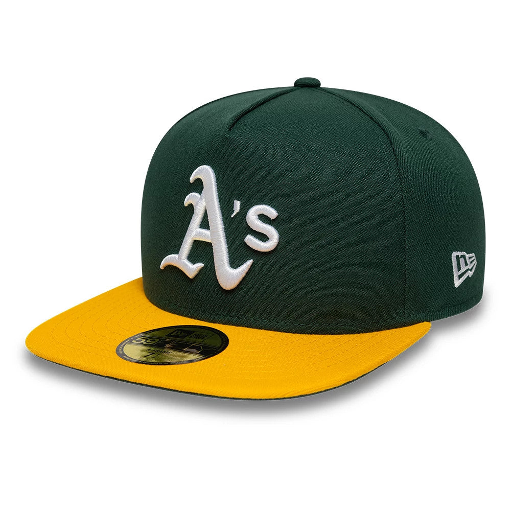 Oakland Athletics MLB Flat Dark Green & Yellow 59FIFTY A-Frame Fitted Cap-klyvox