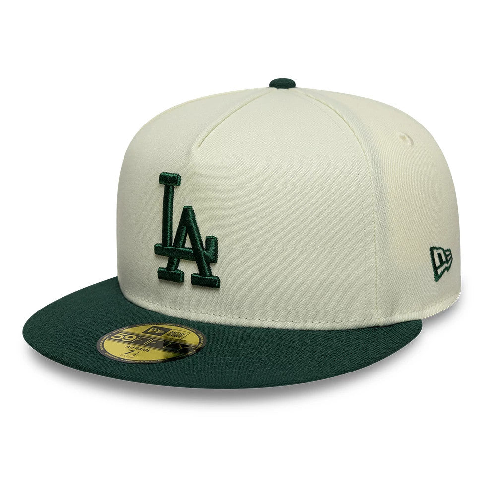 LA Dodgers MLB Cream 59FIFTY A-Frame Fitted Cap-klyvox