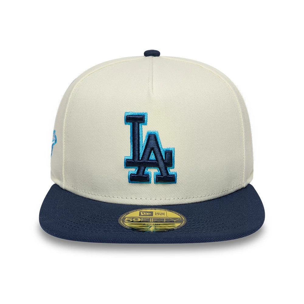 LA Dodgers MLB White 59FIFTY A-Frame Fitted Cap-klyvox