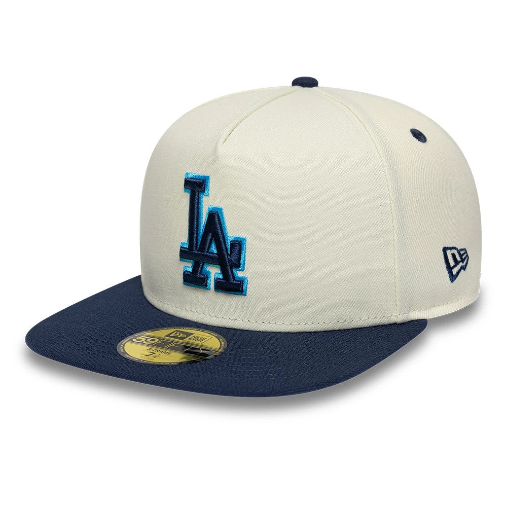 LA Dodgers MLB White 59FIFTY A-Frame Fitted Cap-klyvox