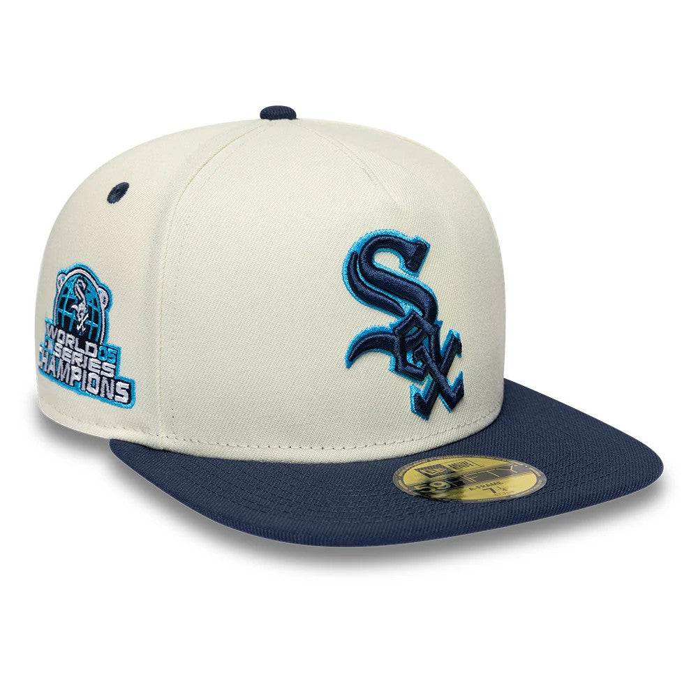 Chicago White Sox MLB White 59FIFTY A-Frame Fitted Cap-klyvox
